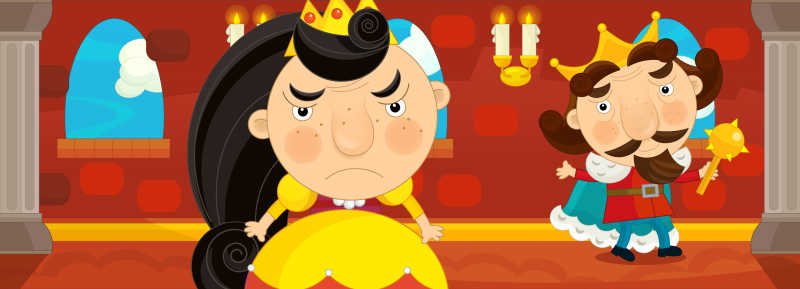 生气的公主和无奈的国王卡通画