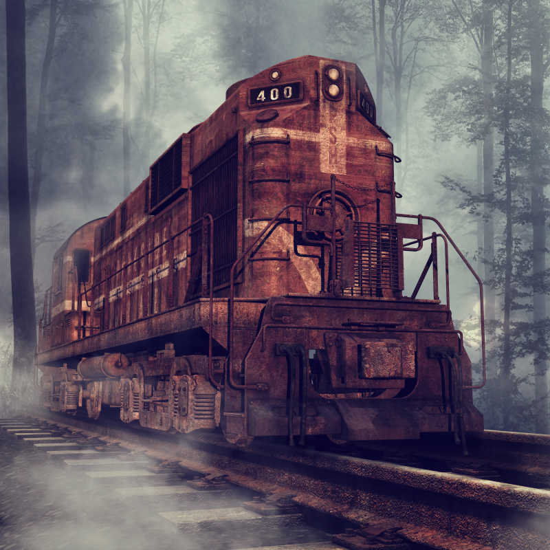 森林里的老式火车