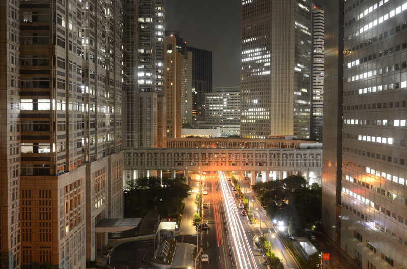夜晚的东京市政府大楼