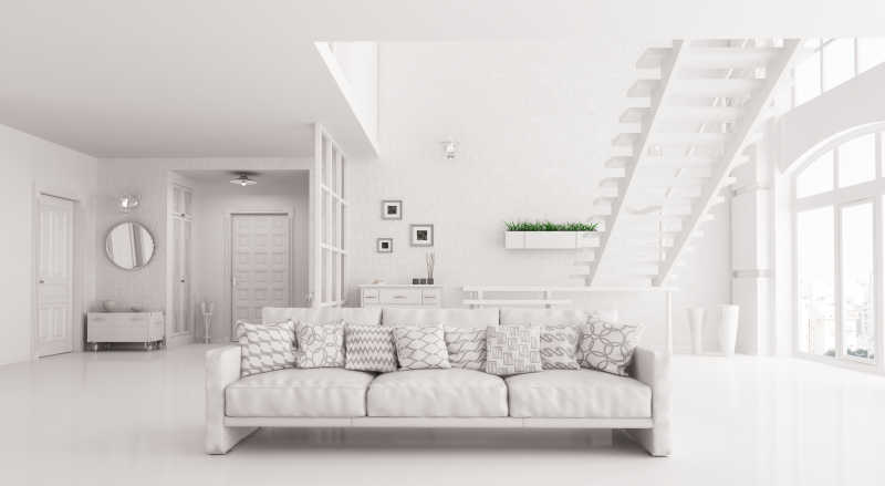 现代白色客厅设计装修