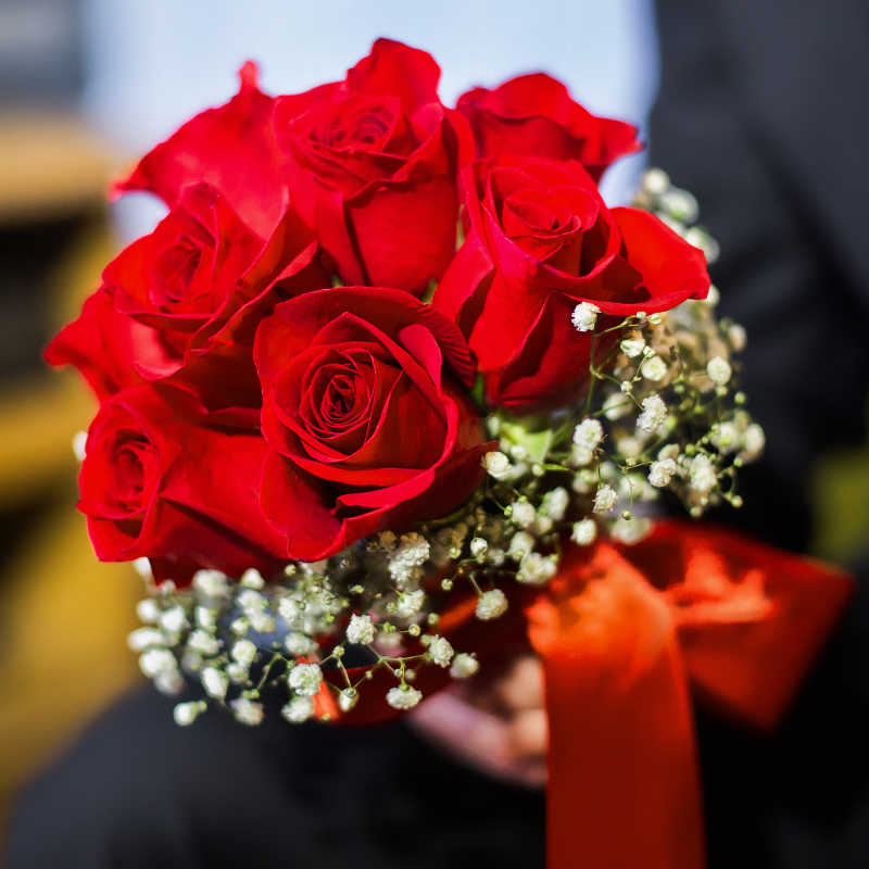 新郎手举婚礼花束红玫瑰图片素材 婚礼鲜花创意图片素材 Jpg图片格式 Mac天空素材下载