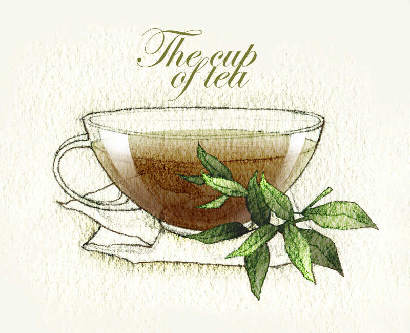 茶杯和茶壶的水彩画
