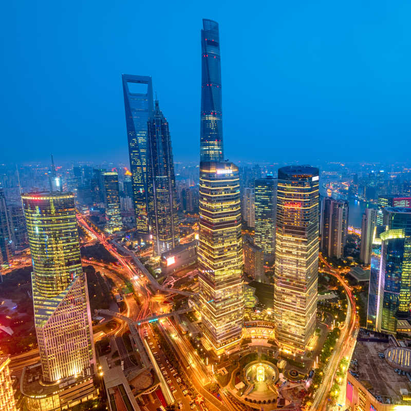上海陆家嘴新金融区的夜景