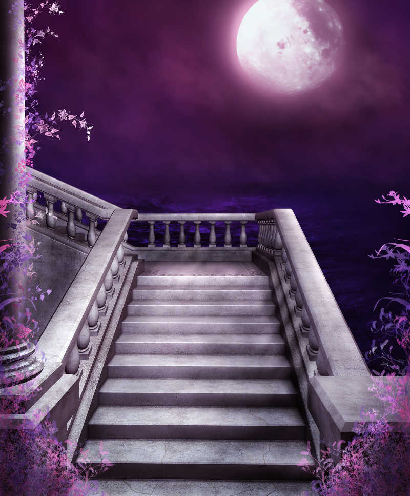 月光下美丽的楼梯