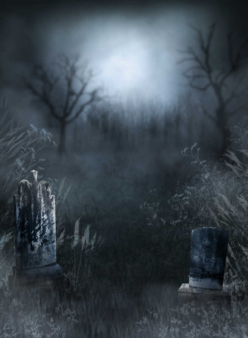 阴森恐怖的墓地