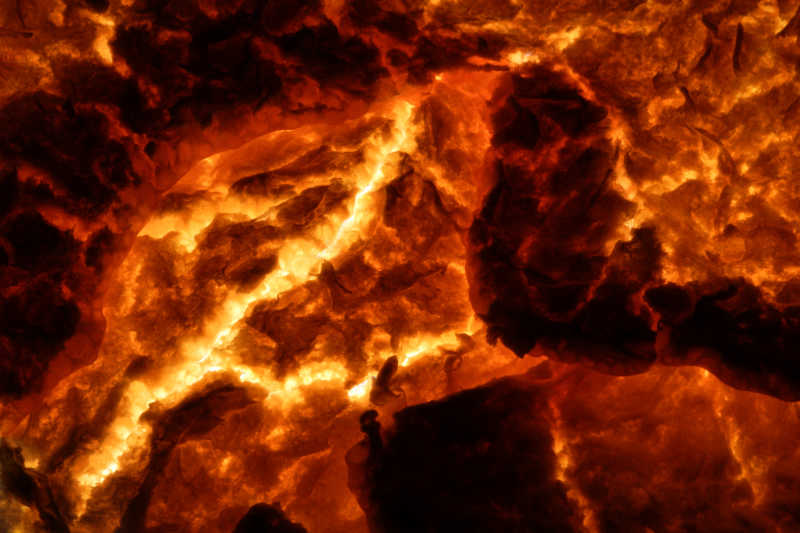 火山热熔融的岩浆爆发