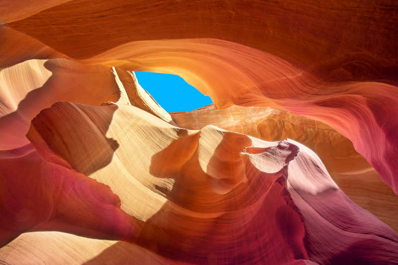 羚羊峡谷缝隙中美丽的石头颜色