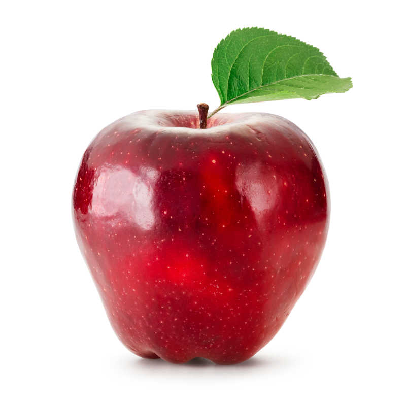 放在白色背景上的红苹果