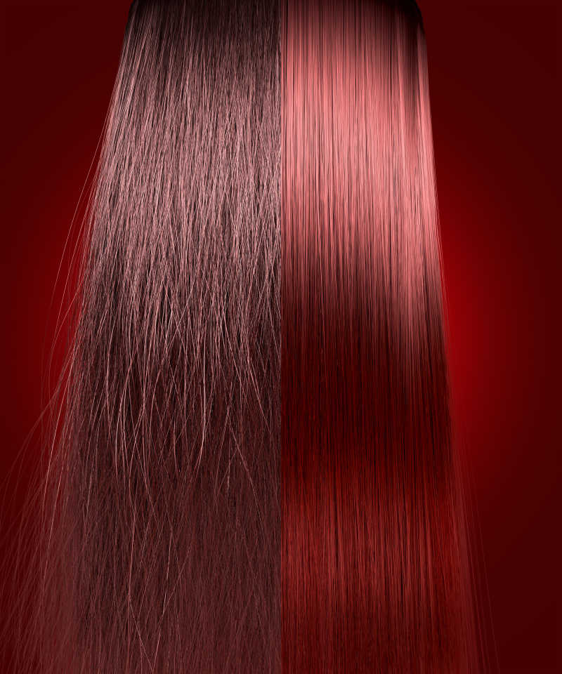 红色头发的两种发质比较