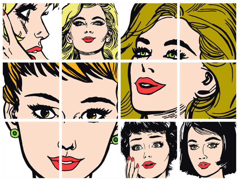 妇女妇女的脸插画拼图