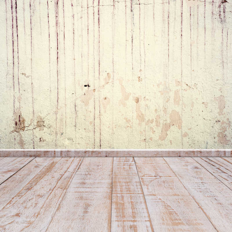 木质地板和旧混泥土墙背景