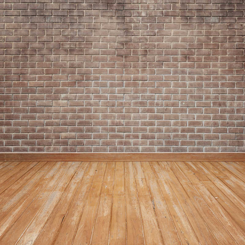 木地板和混泥土砖墙相连接背景