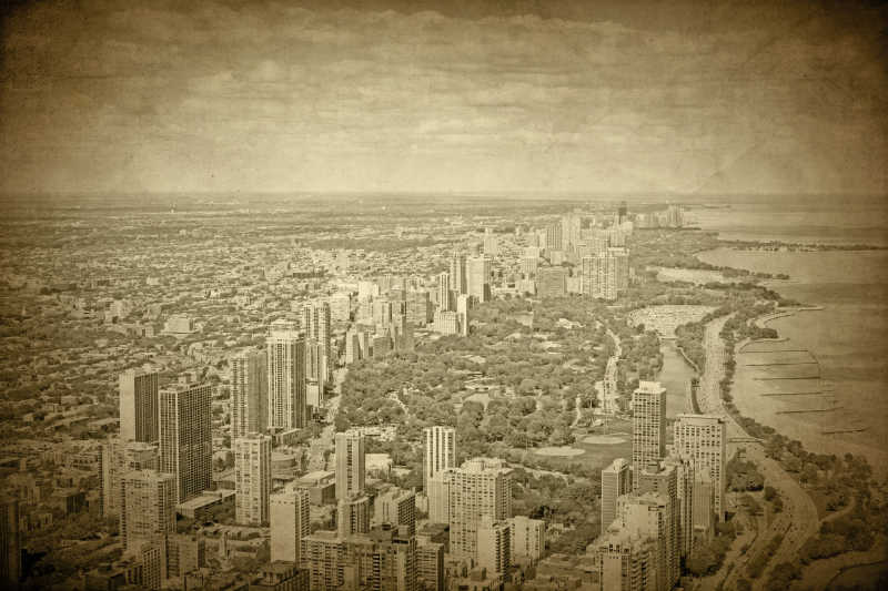 老式芝加哥城市背景