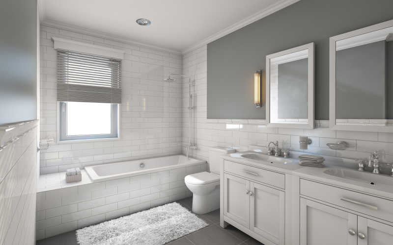 白色经典设计的浴室