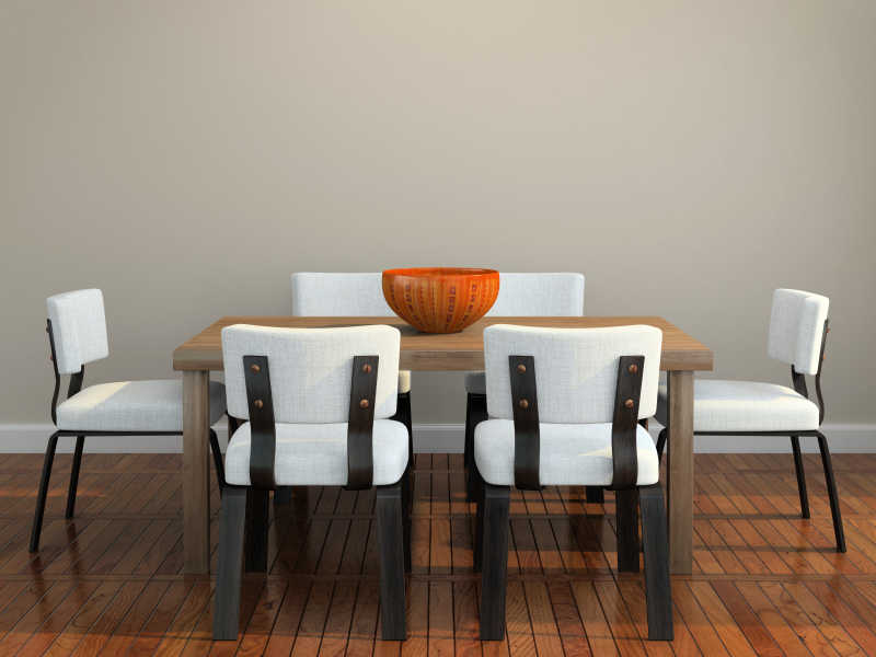 木制地板上的餐桌和椅子
