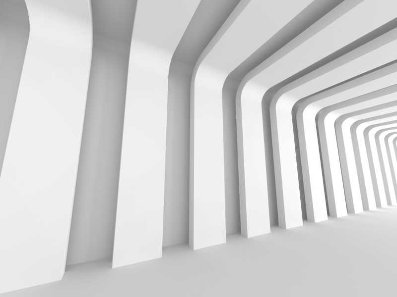 3d立体柱面架构设计白色抽象背景