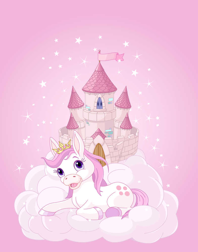 粉红仙女城堡与独角兽