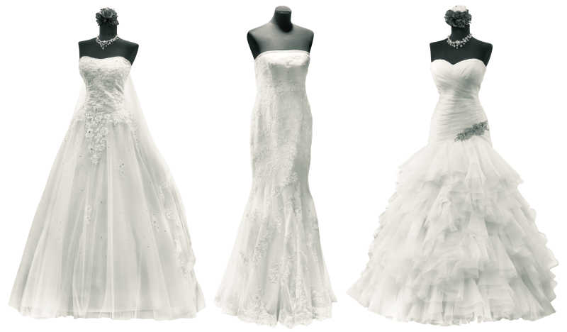 漂亮的三种白色婚纱展示