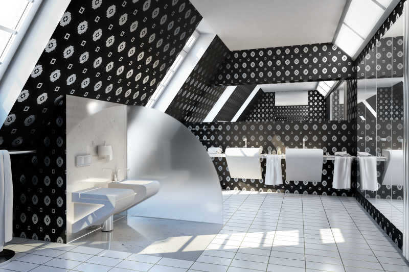 现代黑白主题浴室设计