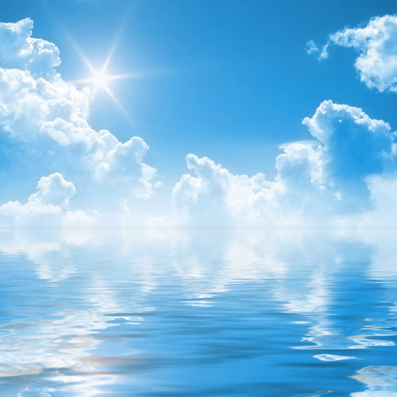 蓝天白云和水的背景图片素材 蓝天和水的背景创意cg素材 Jpg图片格式 Mac天空素材下载