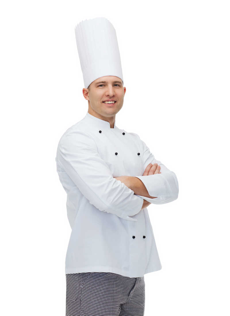 穿着白色厨师制服的厨师