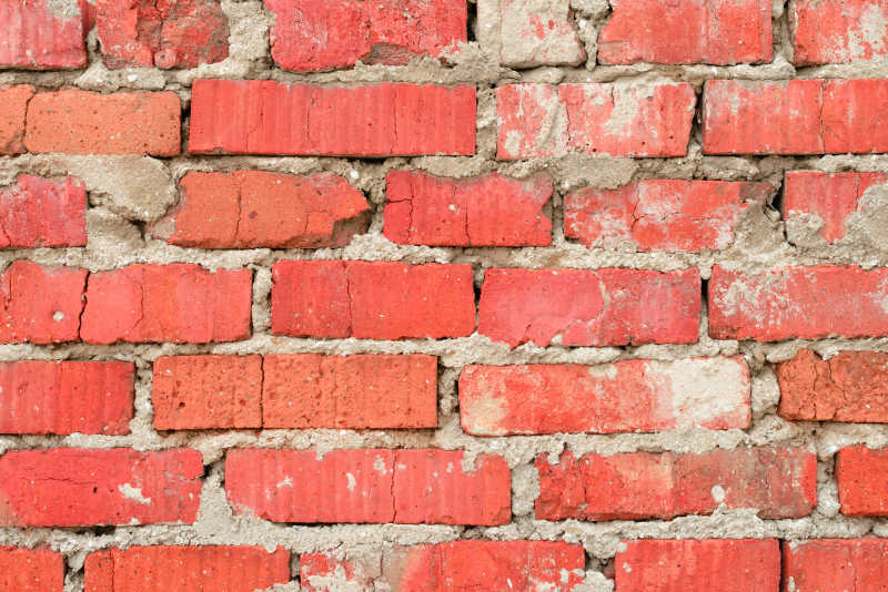 红色水泥砖墙特写