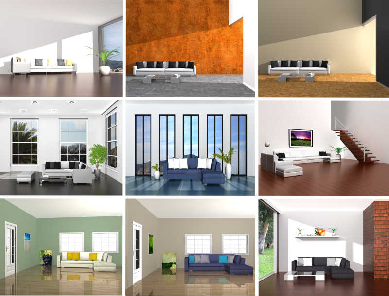 不同客厅装修设计和家具摆放拼贴