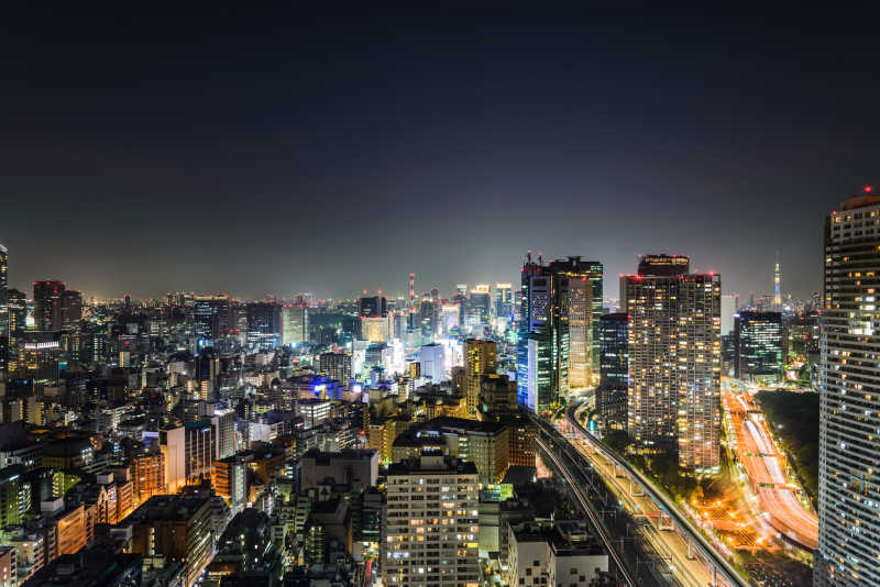 夜晚东京建筑美丽的风景