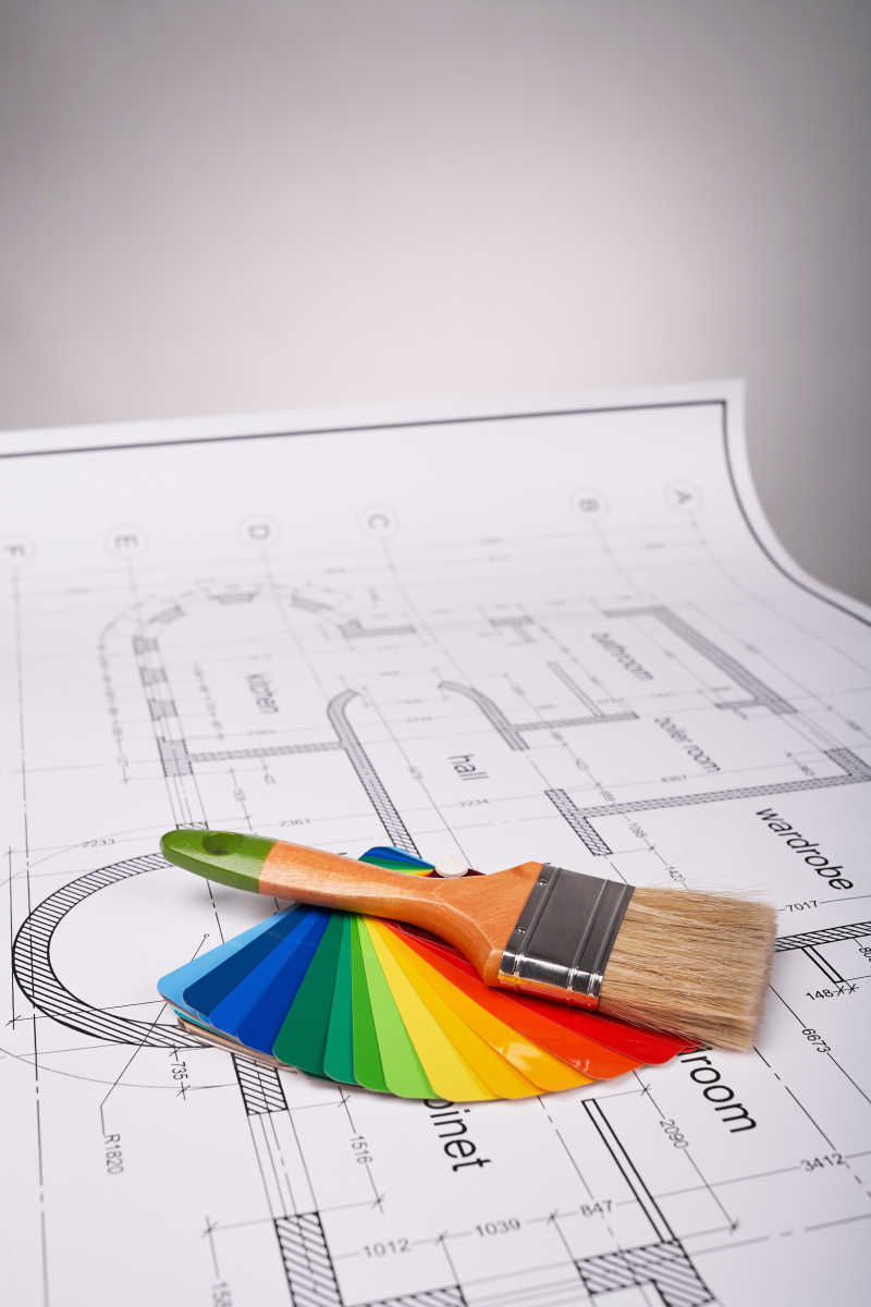 建筑平面设计图纸接彩色油漆工具