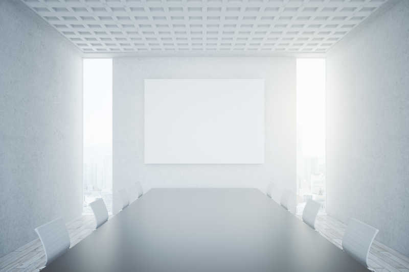 会议室里白色的墙壁