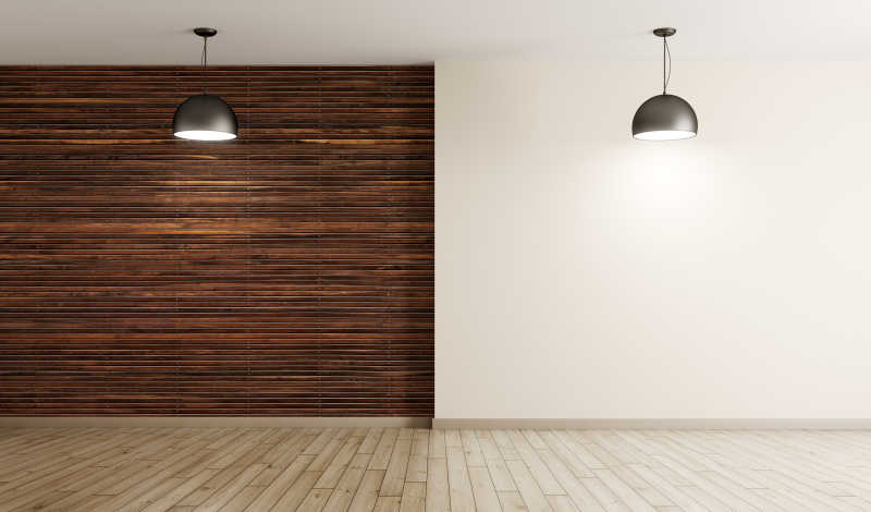 木制板上两种不同材质墙壁的展示