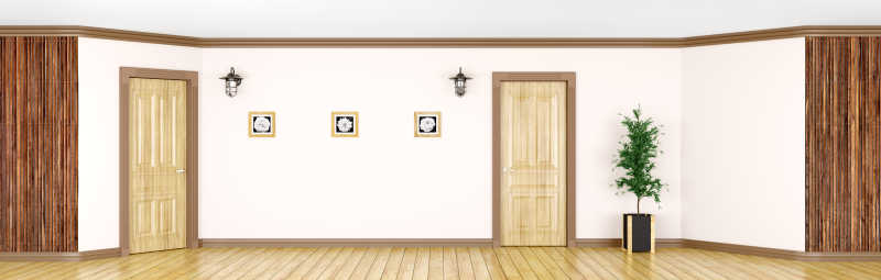空白房间的经典木门