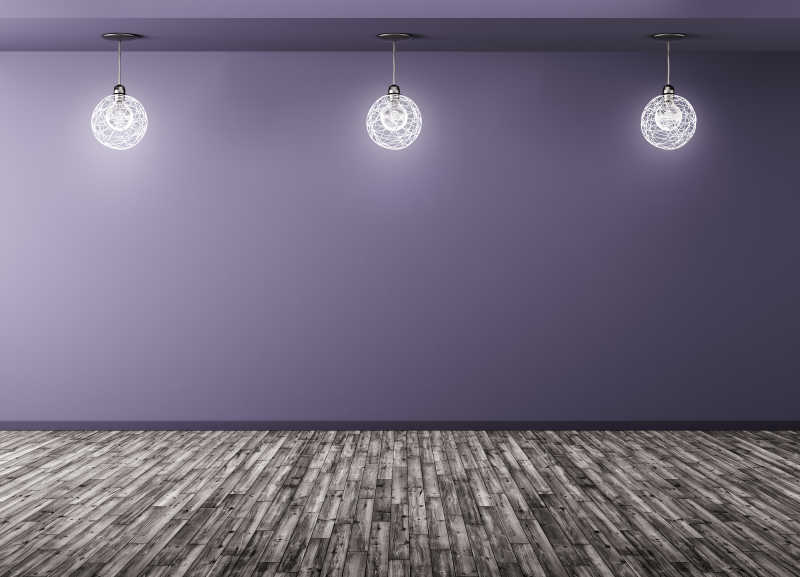 紫色墙壁房间空白展示区设计