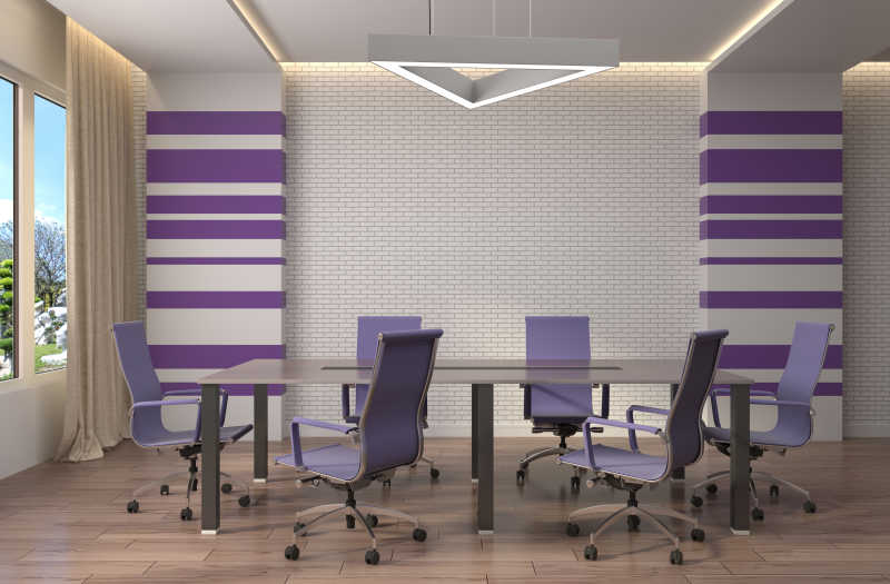 紫色白色的现代化办公室