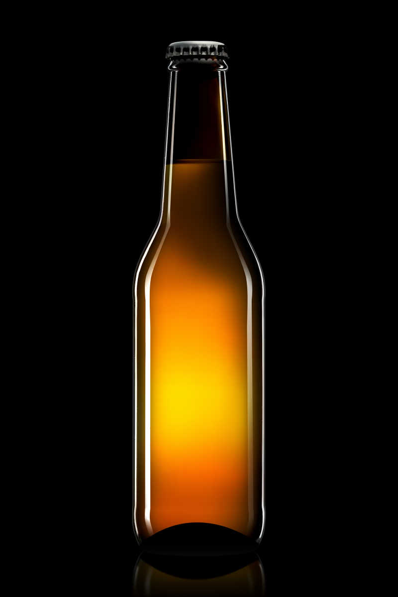 橘黄的玻璃酒瓶
