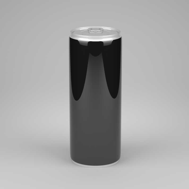 桌子上的黑色汽水罐