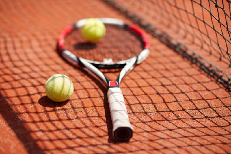 网球运动器材的特写
