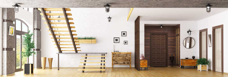 现代门厅室内楼梯三维渲染装修效果