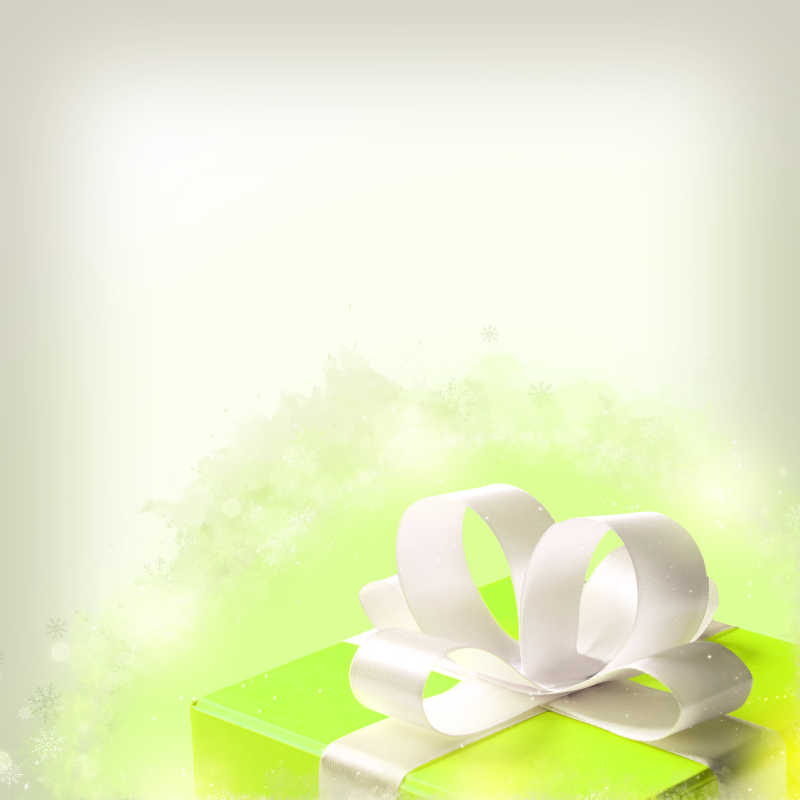 水彩背景下的精致绿色礼品盒