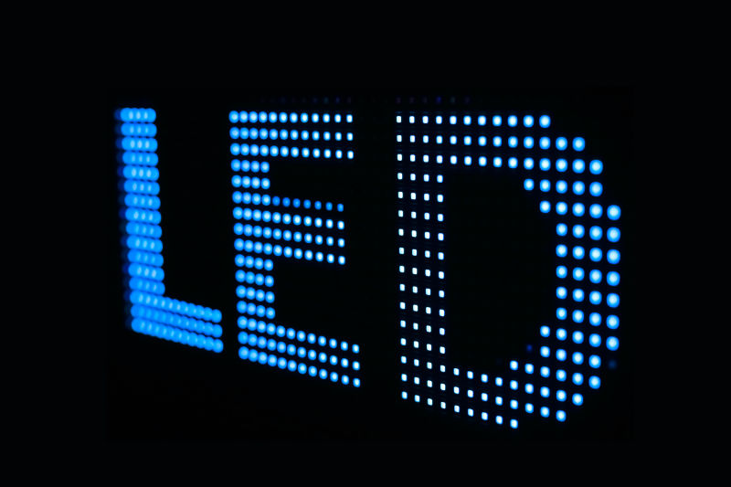 蓝色LED标志在LED屏幕上