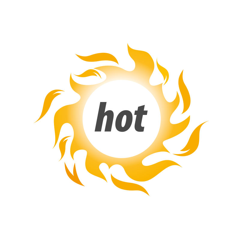 金色太阳图案的消防主题矢量商标设计