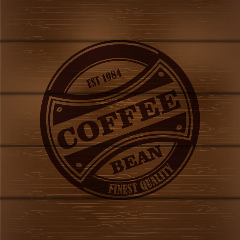 木板上的矢量的咖啡标签设计