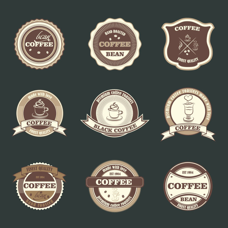 复古的咖啡标签矢量设计