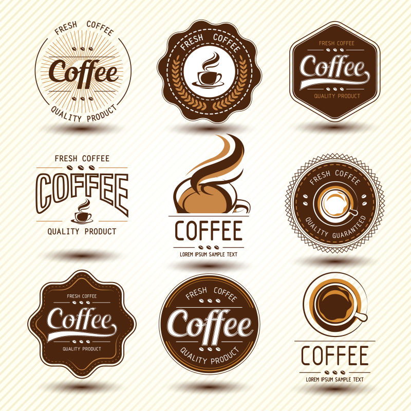 不同风格的咖啡标签矢量设计
