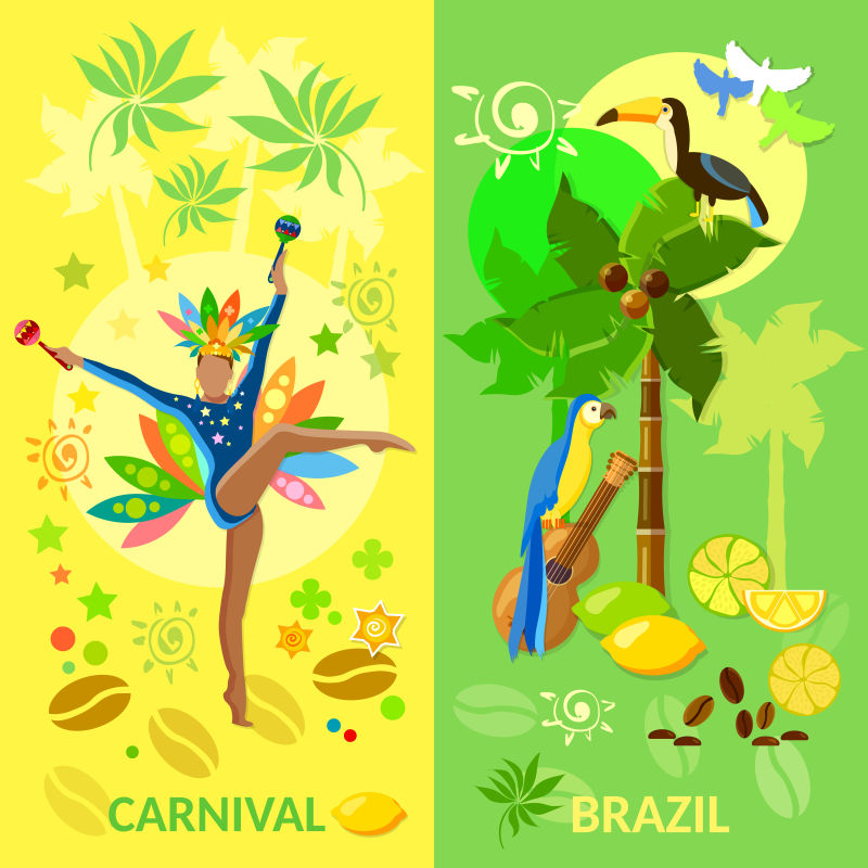 巴西狂欢节矢量卡通插画