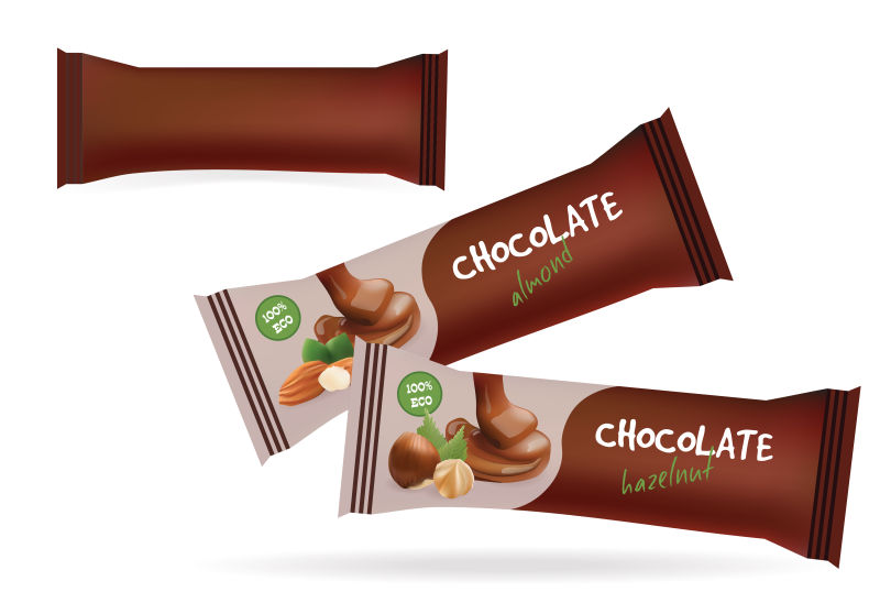 棕色的矢量巧克力包装设计模板