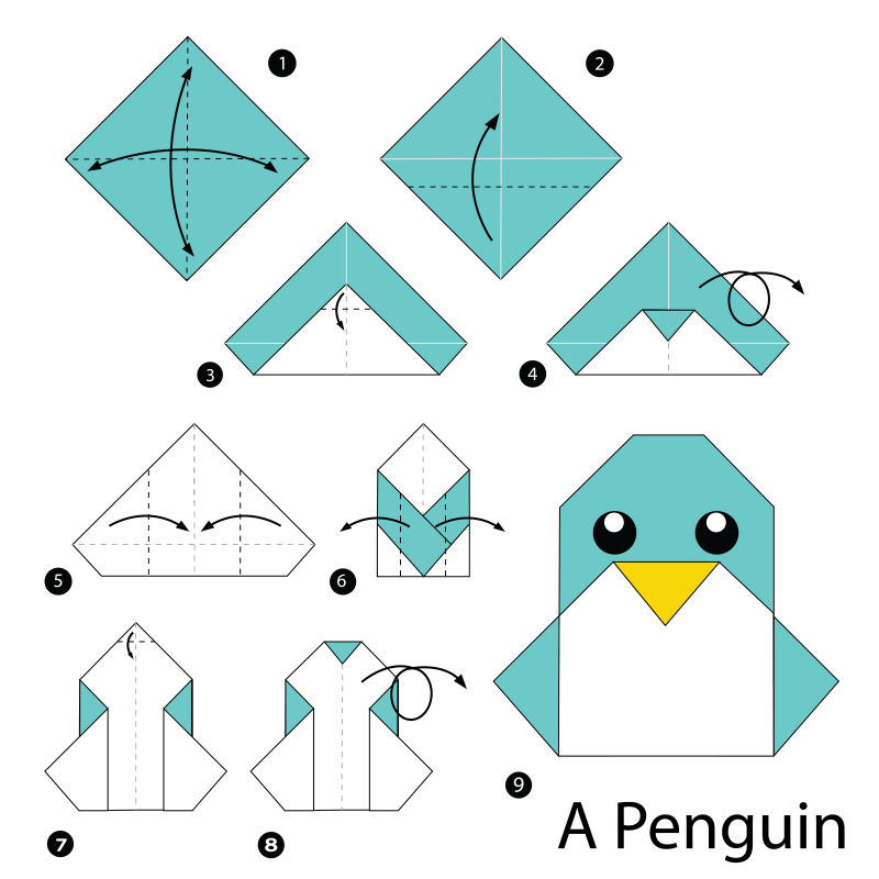 矢量折纸企鹅的步骤图解