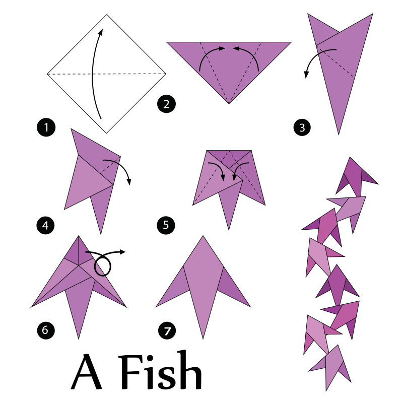 矢量折纸小鱼的步骤图解