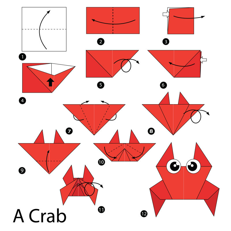 折纸螃蟹的矢量步骤图解