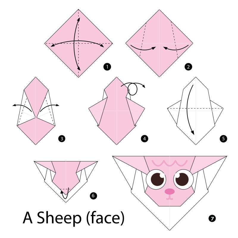 折纸羊的矢量图解